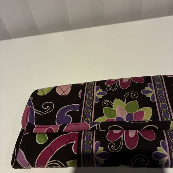 Vera Bradley  Trifold  Wallet- Magnetic Snap/ Black Multicolored Floral- Retired - Picture 3 of 15